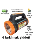 3w 15w Solar Şarjlı Led El Feneri Işıldak Projektör Kamp Avcı Feneri - 6