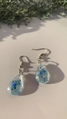 Şeffaf Epoksi İçine Mavi Glitter Süslemeli Gümüş Aksesuarlı Büyük Damla Şekil Epoksi Küpe El Yapımı - 7