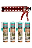 SİLİKONİZE MASTİK-DUVAR ÇITASI YAPIŞTIRICISI 4 ADET BEYAZ- SİLİKON TABANCASI SET - 2