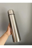 1 Litre Gri Paslanmaz Çelik Küçük Termos Bardak Çay Kahve Termosu - 1