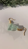 Tırtıklı Kristal Desenli Mint Yeşili Renk Gold Aksesuarlı Dikdörtgen Şekil Epoksi Küpe El Yapım thumbnail 7