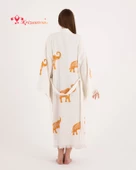 Bornoz ,Plaj Kıyafeti,Kimono , Kaftan ,Sabahlık Bereket Fili Desen Baskılı - 3