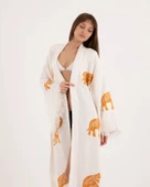 Bornoz ,Plaj Kıyafeti,Kimono , Kaftan ,Sabahlık Bereket Fili Desen Baskılı - 2