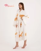 Bornoz ,Plaj Kıyafeti,Kimono , Kaftan ,Sabahlık Bereket Fili Desen Baskılı - 1