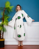 Bornoz ,Plaj Kıyafeti,Kimono , Kaftan ,Sabahlık  İçi Renkli Neon Göz Desen Baskılı - 1