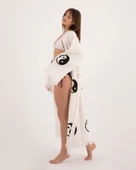 Bornoz ,Plaj Kıyafeti,Kimono , Kaftan ,Sabahlık  Ying Yang Göz Desen Baskılı - 4