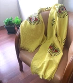 Banyo Havlusu ,Plaj Havlusu ,Peştamal ,Koltuk örtüsü  ( Çok amaçlı Kullanım )  & Sarı Kumaş Kırmızı Göz Desen Baskılı - 2
