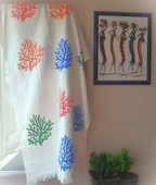 Banyo Havlusu , Plaj Havlusu , Peştamal ,Koltuk örtüsü ( Çok amaçlı Kullanım )  & Renkli Mercan Desen Baskılı - 2