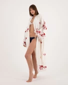 Bornoz ,Plaj Kıyafeti,Kimono , Kaftan ,Sabahlık  Kırmızı Kalp Desen Baskılı - 1