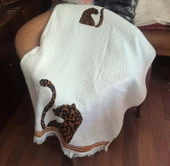Banyo Havlusu , Plaj Havlusu ,Peştamal ,Koltuk örtüsü ( Çok amaçlı Kullanım )  & Leopar Gücü Desen Baskılı - 1