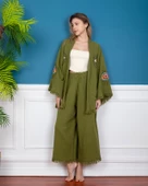 Pantolon-Ceket Takım -Yeşil  Kumaş Göz Desen Baskılı - 4
