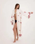 Bornoz ,Plaj Kıyafeti,Kimono , Kaftan ,Sabahlık  Kırmızı Kalp Desen Baskılı - 4