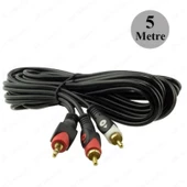 POWERMASTER 1. KALİTE 5M 2 RCA ERKEK + 3.5 MM STEREO ERKEK GOLD 5 METRE 2RCA AUX KABLO - 3