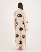 Bornoz ,Plaj Kıyafeti,Kimono , Kaftan ,Sabahlık  Mavi Göz Desen Baskılı - 2