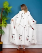 Bornoz ,Plaj Kıyafeti,Kimono , Kaftan ,Sabahlık  Kadın Yüz Dudak Desen Baskılı - 5