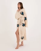 Bornoz ,Plaj Kıyafeti,Kimono , Kaftan ,Sabahlık  Mavi Göz Desen Baskılı - 1