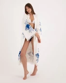Bornoz ,plaj Kıyafeti, Kimono , Kaftan , Sabahlık  &  Ying Yang Mavi Göz Desen Baskılı - 5