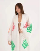 Bornoz ,Plaj Kıyafeti,Kimono , Kaftan ,Sabahlık  Çok Renkli Mercan Desen Baskılı - 5