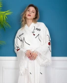 Bornoz ,Plaj Kıyafeti,Kimono , Kaftan ,Sabahlık  Kadın Yüz Dudak Desen Baskılı - 2