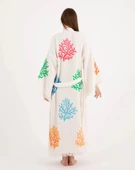 Bornoz ,Plaj Kıyafeti,Kimono , Kaftan ,Sabahlık  Çok Renkli Mercan Desen Baskılı - 4
