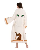 Bornoz ,Plaj Kıyafeti,Kimono , Kaftan ,Sabahlık  Kol ve Etek Leopar Detay Baskılı - 4