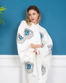 Bornoz ,Plaj Kıyafeti,Kimono , Kaftan ,Sabahlık  & Açık Mavi Göz Desen Baskılı - 5