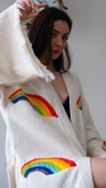 Bornoz ,Plaj Kıyafeti,Kimono , Kaftan ,Sabahlık Gökkuşağı Desen Baskılı - 3