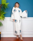 Bornoz ,Plaj Kıyafeti,Kimono , Kaftan ,Sabahlık  & Açık Mavi Göz Desen Baskılı - 3