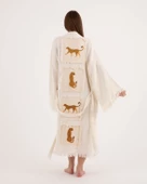 Bornoz ,Plaj Kıyafeti,Kimono , Kaftan ,Sabahlık  & Sırt Parçalı Leopar Desen Baskılı - 1