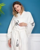Bornoz ,Plaj Kıyafeti,Kimono , Kaftan ,Sabahlık  Siyah Leopar Desen Baskılı - 9