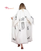 Bornoz ,Plaj Kıyafeti,Kimono , Kaftan ,Sabahlık  Siyah Leopar Desen Baskılı - 1