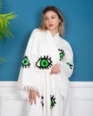 Bornoz ,Plaj Kıyafeti,Kimono , Kaftan ,Sabahlık  İçi Renkli Neon Göz Desen Baskılı - 4