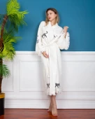 Bornoz ,Plaj Kıyafeti,Kimono , Kaftan ,Sabahlık  Siyah Leopar Desen Baskılı - 7