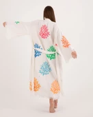 Bornoz ,Plaj Kıyafeti,Kimono , Kaftan ,Sabahlık  Çok Renkli Mercan Desen Baskılı - 1