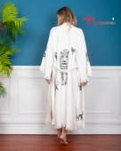 Bornoz ,Plaj Kıyafeti,Kimono , Kaftan ,Sabahlık  Siyah Leopar Desen Baskılı - 8