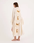 Bornoz ,Plaj Kıyafeti,Kimono , Kaftan ,Sabahlık  & Sırt Parçalı Leopar Desen Baskılı - 6