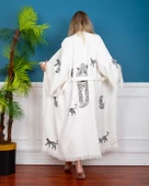 Bornoz ,Plaj Kıyafeti,Kimono , Kaftan ,Sabahlık  Siyah Leopar Desen Baskılı - 5