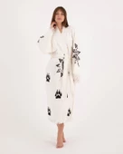Bornoz ,Plaj Kıyafeti,Kimono , Kaftan ,Sabahlık  Pati Desen Baskılı - 1