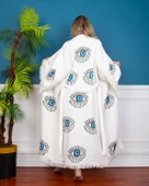 Bornoz ,Plaj Kıyafeti,Kimono , Kaftan ,Sabahlık  & Açık Mavi Göz Desen Baskılı - 2