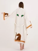 Bornoz ,Plaj Kıyafeti,Kimono , Kaftan ,Sabahlık  Kol ve Etek Leopar Detay Baskılı - 1