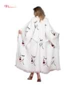 Bornoz ,Plaj Kıyafeti,Kimono , Kaftan ,Sabahlık  Kadın Yüz Dudak Desen Baskılı - 1