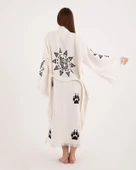 Bornoz ,Plaj Kıyafeti,Kimono , Kaftan ,Sabahlık  Pati Desen Baskılı - 3
