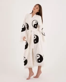 Bornoz ,Plaj Kıyafeti,Kimono , Kaftan ,Sabahlık  Ying Yang Desen Baskılı - 10