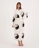 Bornoz ,Plaj Kıyafeti,Kimono , Kaftan ,Sabahlık  Ying Yang Desen Baskılı - 2