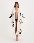 Bornoz ,Plaj Kıyafeti,Kimono , Kaftan ,Sabahlık  Ying Yang Desen Baskılı - 6