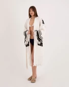 Bornoz ,Plaj Kıyafeti,Kimono , Kaftan ,Sabahlık  Yaşam Çarkı Sırt Baskılı - 9