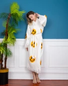 Bornoz ,Plaj Kıyafeti,Kimono , Kaftan ,Sabahlık Gülen Emoji Desen Baskılı - 6