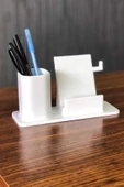 Masaüstü Kalemlik Ve Telefon Standı - Beyaz - 1