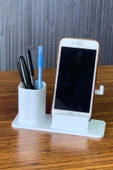 Masaüstü Kalemlik Ve Telefon Standı - Beyaz - 3