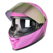MTS M-910 FUCHSIA LADY GÜNEŞ VİZÖRLÜ KASK (GÖKKUŞAĞI CAMLI) - 4
